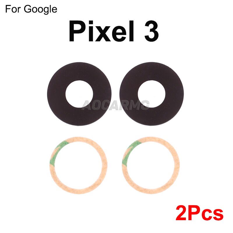 Aocarmo 2 stk / parti bagkameraobjektivglas med klæbemærkat udskiftningsdel til google pixel 2 / 2xl / 3 / 3xl: Til pixel 3