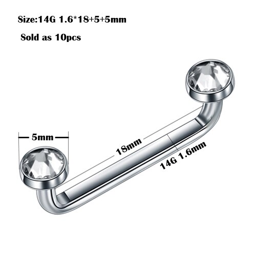 10 stuks/partij  g23 titanium oppervlakte barbell 14g 16g micro dermale piercings kristal dermale anker piercings lichaamssieraden piercings: Stijl 17