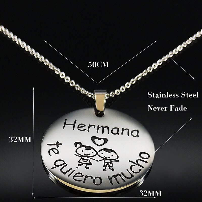 Hermana-collar de acero inoxidable para mujer, gargantilla de Color plateado, collares y colgantes, joyería para mujer N186715