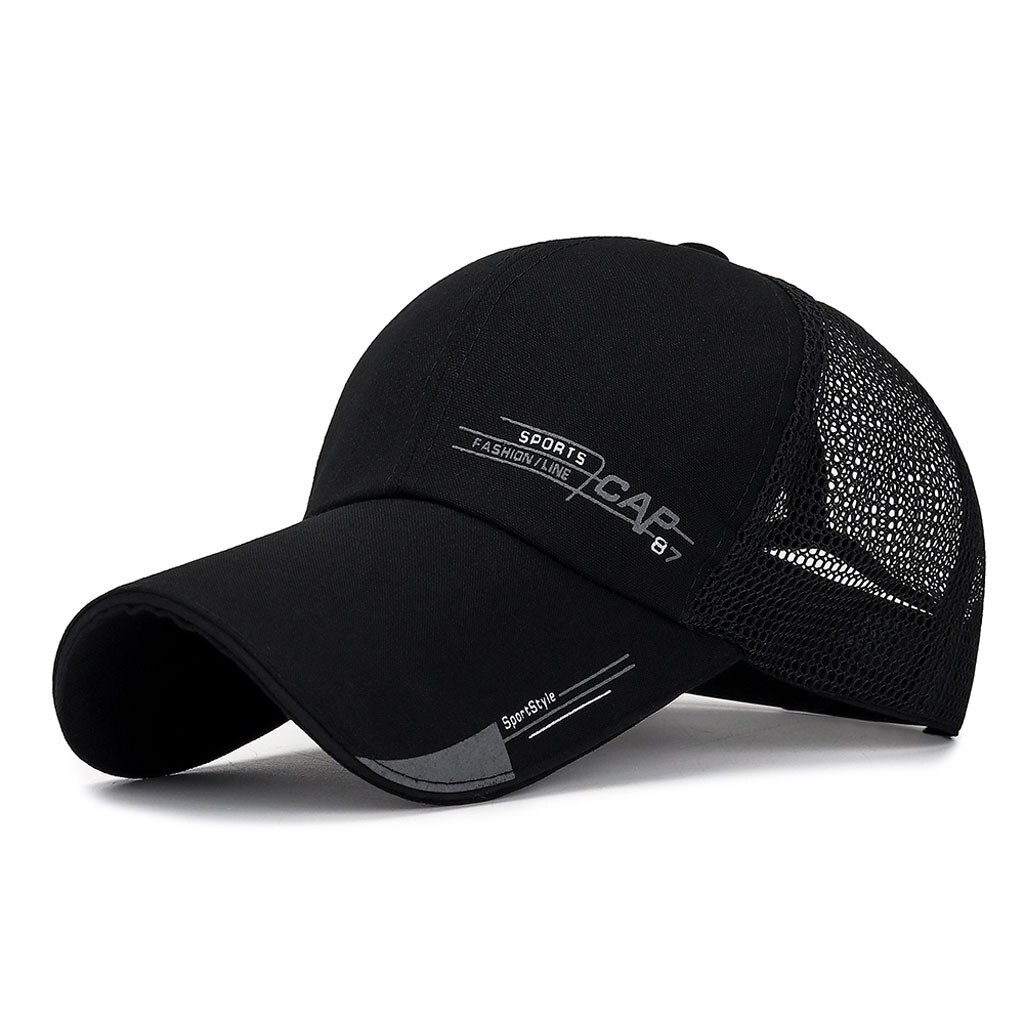 Unisexe femmes hommes maille casquette de Baseball réglable camionneur en plein air Sport Hip-hop chapeau hommes casquette en plein air soleil chapeau soutien # T2: Black 