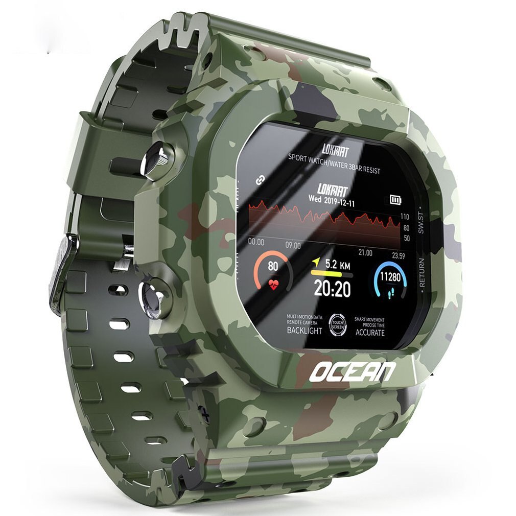 Smart Watch Heart Rate Monitoring Waterproof Smart Watch Fitness Tracker Multifunctional Sports Watch: GREEN