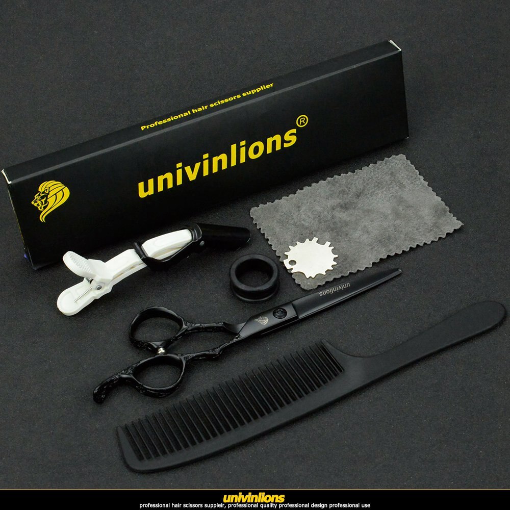 6 " zwarte gegraveerde schaar kappersbenodigdheden haarschaar kappersschaar scheermes salon de coiffure: 1 knipschaar