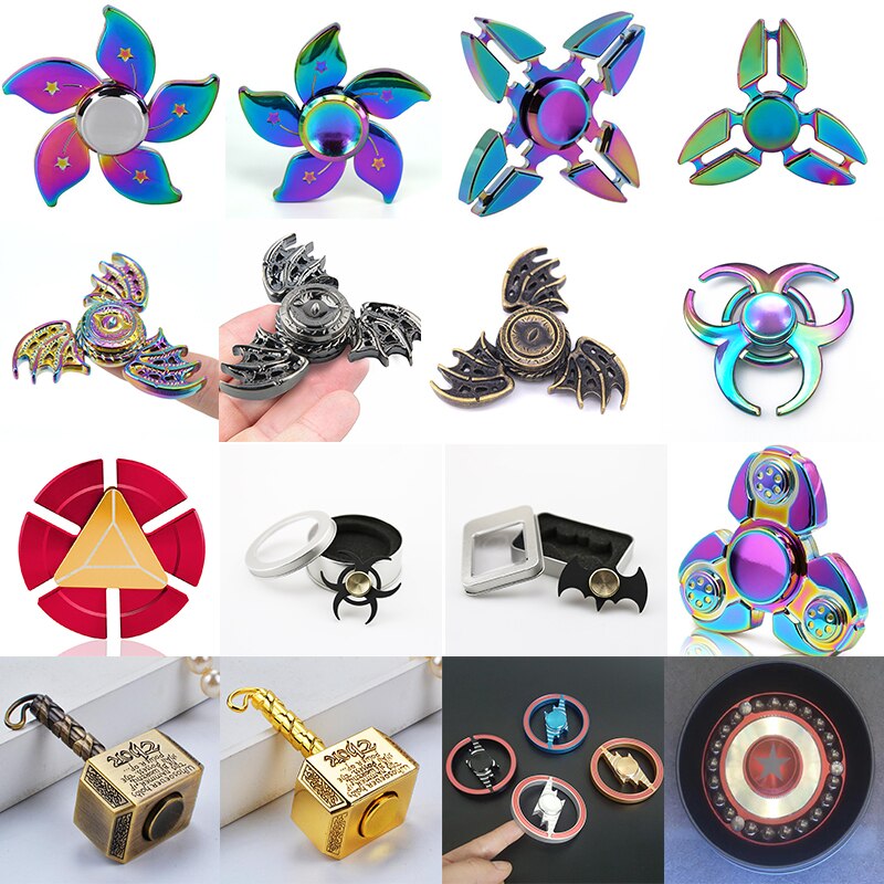 Rainbow Colorful Four Fidget Spinner Hand Spinner For Better Focus Reduce Autism ADHD Stress Toys With Box