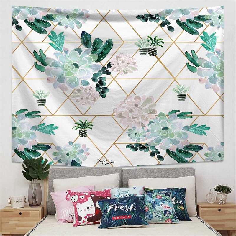 Fuwatacchi – tenture murale imprimée feuilles de palmier, tenture vent, tente de Camping, matelas de voyage, couvertures de couchage,: 95x73cm / TPPT00020007