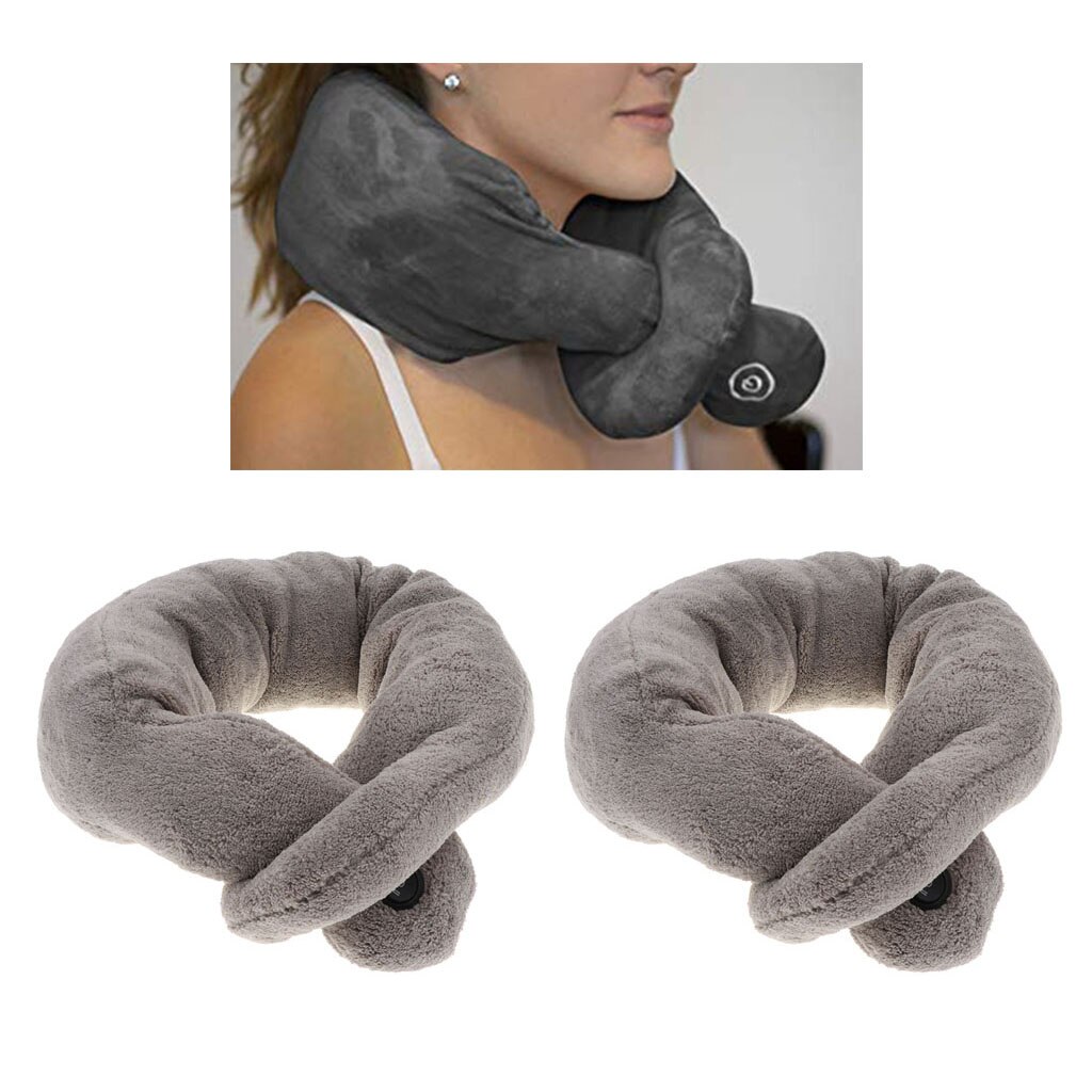 2 Piece Travel Neck Pillow Wrap Massage Headrest for Office Library Airplane