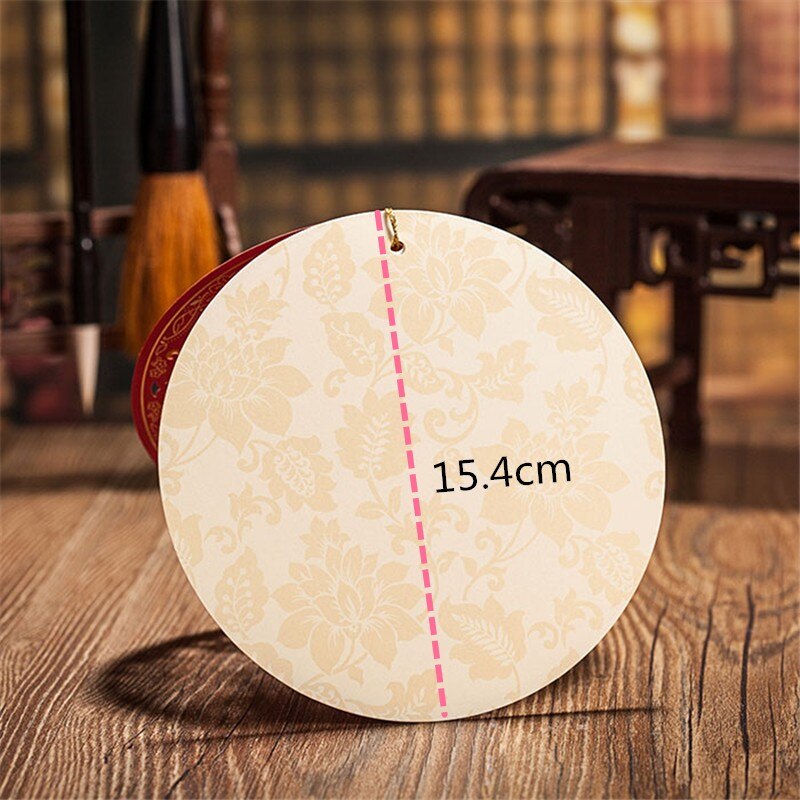 Wedding Invitations Card Chinese Style Diameter Floral Envelope Pure Love Red White Round Party Supplies