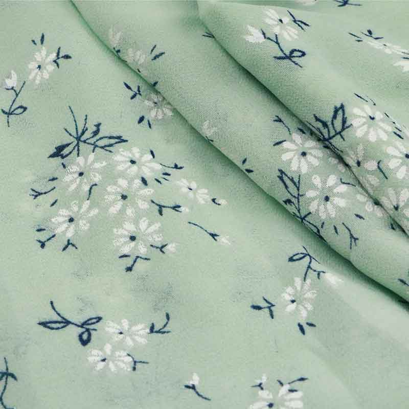Tela de tul de gasa estampada suave Floral rosa, gris, verde, amarillo para camisas de vestir, por metros: 4
