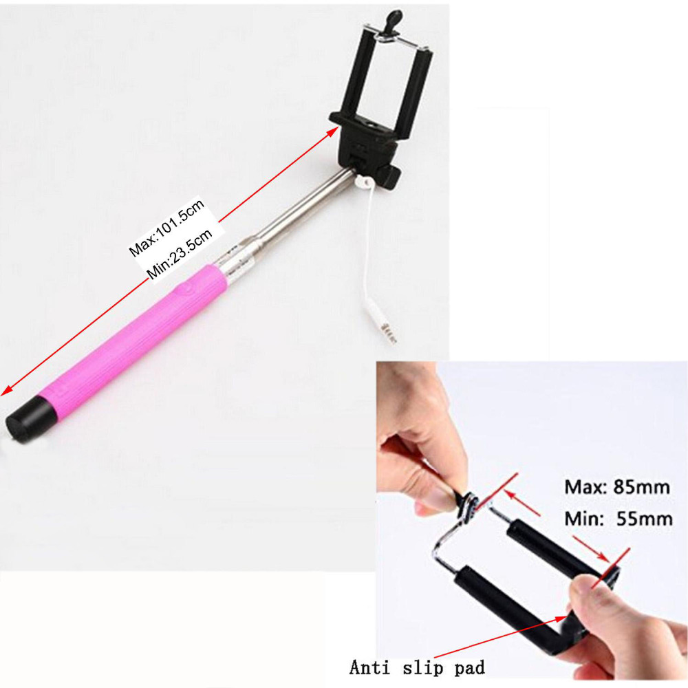 Gosear, palo Selfie para cámara con cable, monopié de mano para iPhone 7, 6, 6S Plus, Samsung Galaxy S8, S7, S6, Xiaomi, mi 5, Huawei