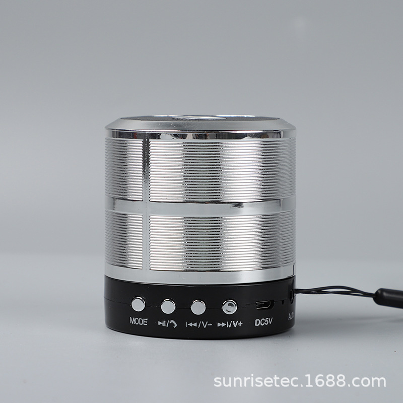Tragbarer mini-stereo-lautsprecher ws -887 mit bluetooth, kleinem subwoofer aus metall und stahl: Silber