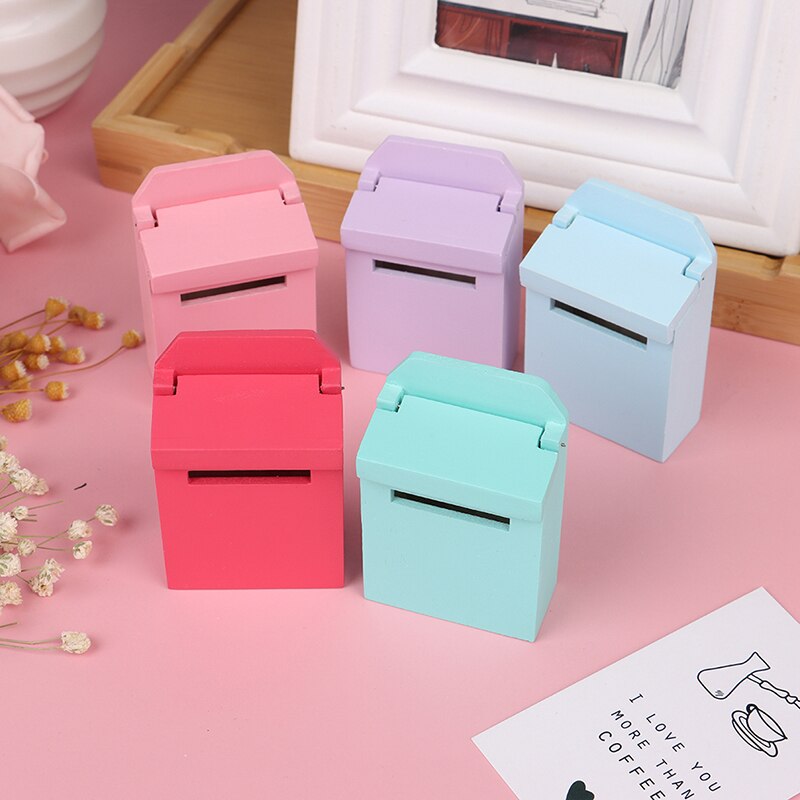 1:12 Mini Hout Brievenbus Mailbox Poppenhuis Miniaturen Accessoire Poppenhuis Kleurrijke Houten Mailbox Miniatuur Diy Pop Meubels