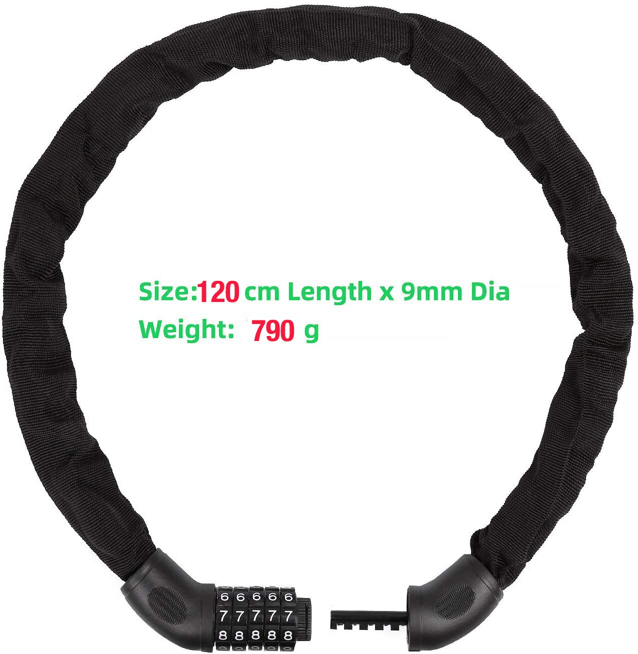 Bicycle Chain Lock MTB Road Bike Safety Anti-theft Outdoor Cycling Accessories Bike Lock: 120cm