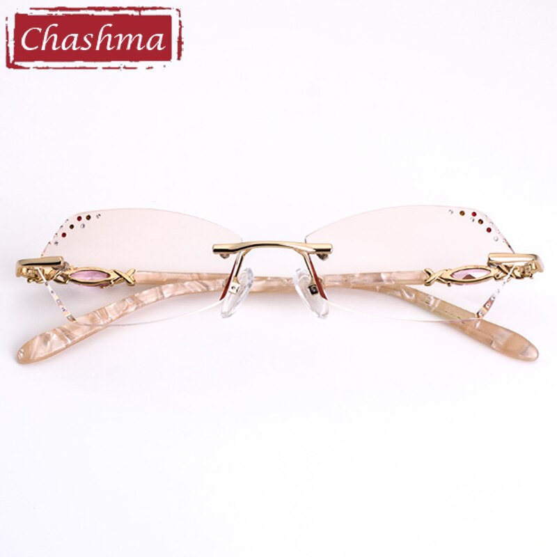 Women Prescription Glasses Frame Brown Colored Lenses for Eye with Diamonds Myopia Glasses Spectacles