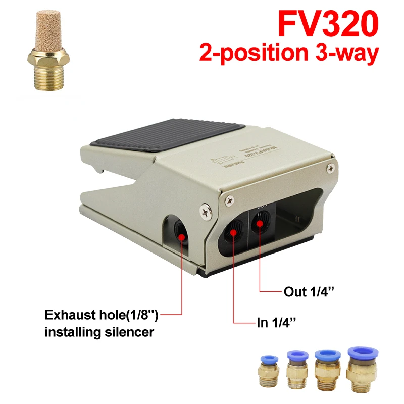 Pneumatic Foot Pedal Control switch with 4F210-08 08L Air Control Valve FV420 Foot Switch and FV320 Air Cylinder Valve 4F210-08G: Transparent / 1-1/2"
