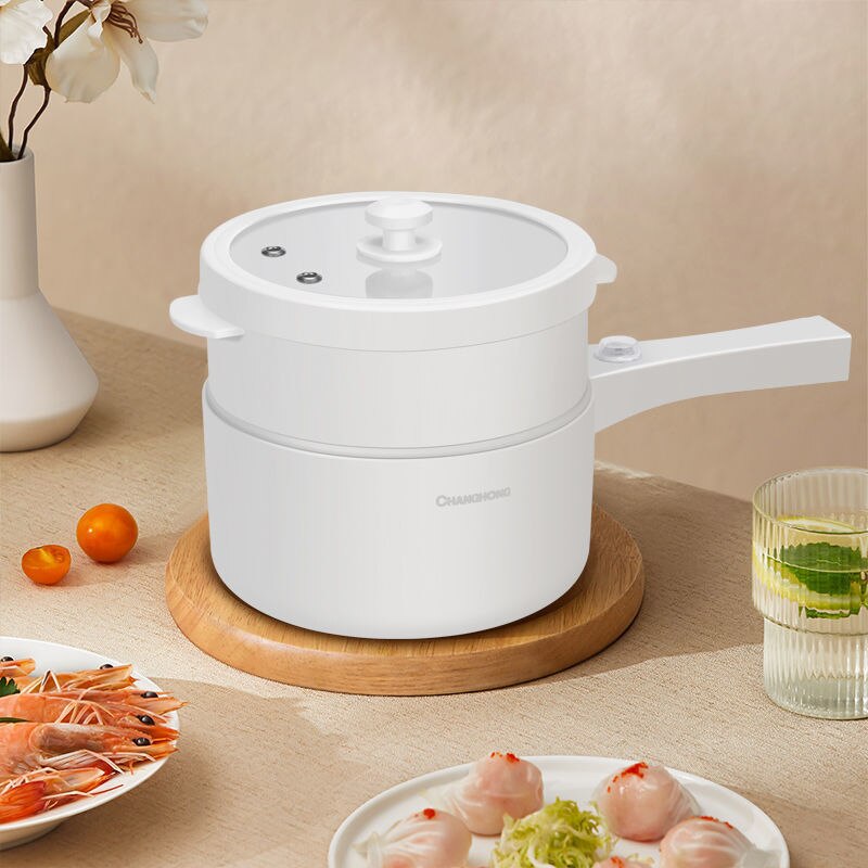 Elektrische kochendem topf Schüler topf haushalt multifunktionale integrierte kleine elektrische topf kleine nudel kochen elektrische kochtopf: Weiß doppelt Schicht / uns
