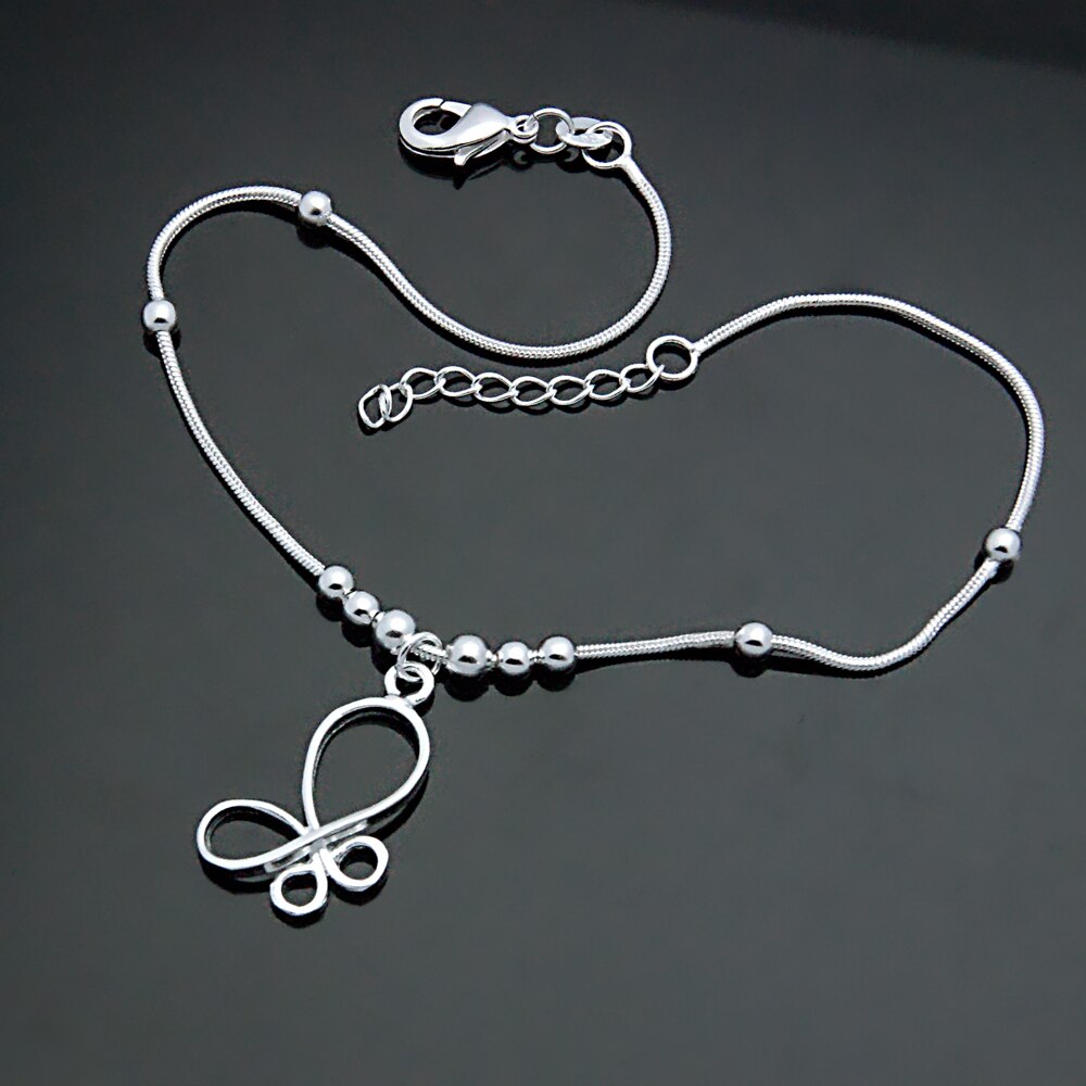 Zomer Vrouwen Sieraden 925 Sterling Zilveren Enkelbandje Leuke Vlinder Hanger Solid Silver Enkelband Femal Populaire Bijoux