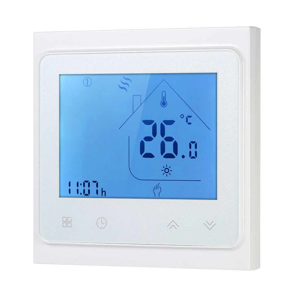 Water Heating Thermostat Touchscreen Backlight LCD Display Weekly Programmable Temperature Controller with Locking Function