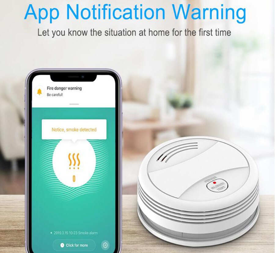 Tuya Clever WIFI Rauchmelder Unabhängige Rauch Sensor Feuer Alarm für Heimat Sicherheit