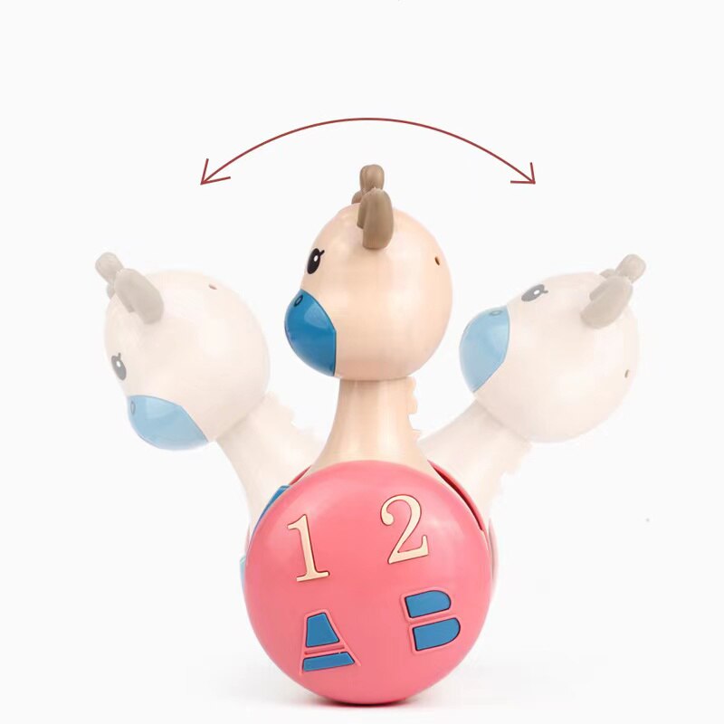 Sliding Deer Baby Tumbler Rattle Learning Education Toys Newborn Teether Infant Hand Bell Mobile Stroller Music Roly-poly Toy