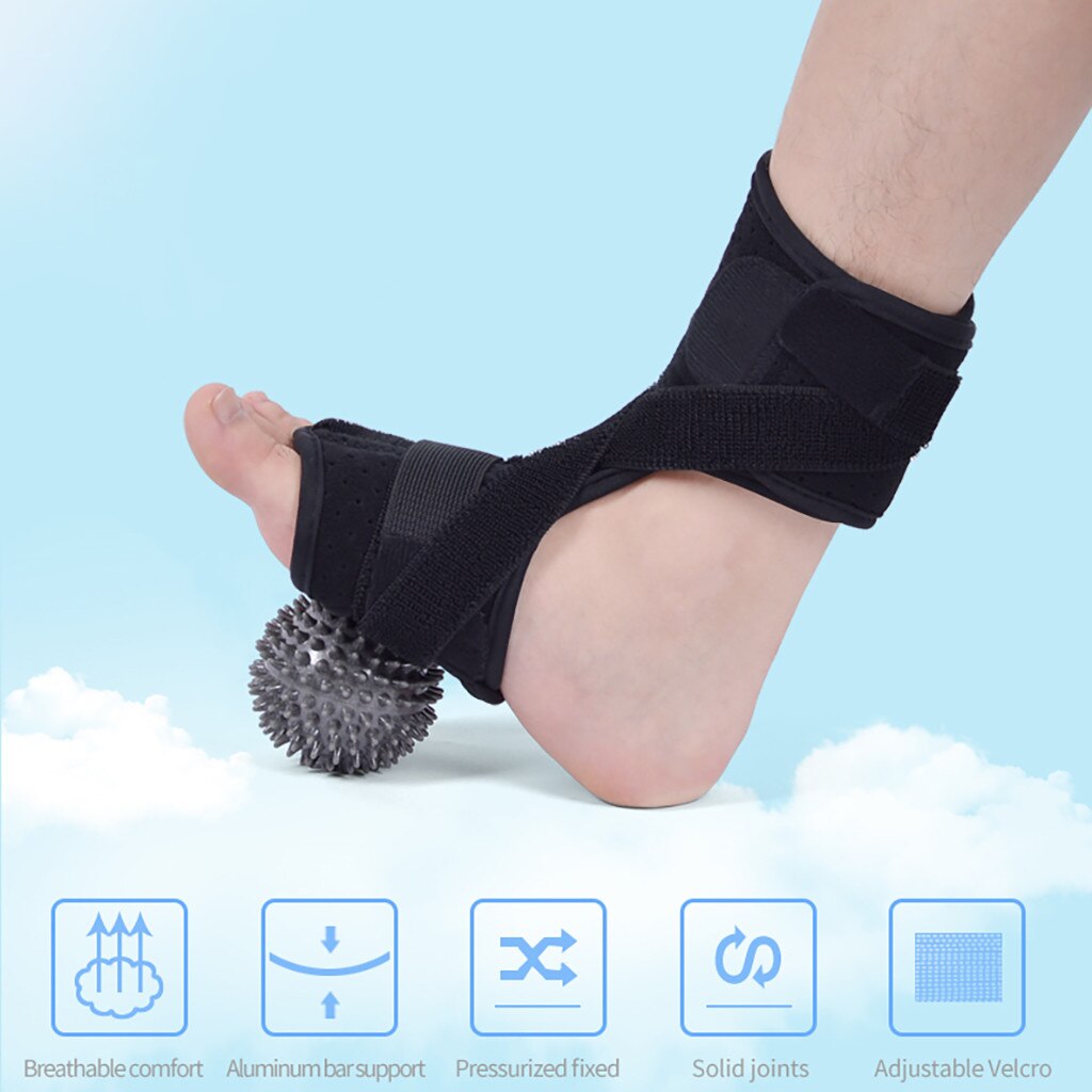 Foot Ankle Splint Support + Spiky Massage Ball Plantar Fasciitis Dorsal Night Splint Foot Orthosis Stabilizer A12