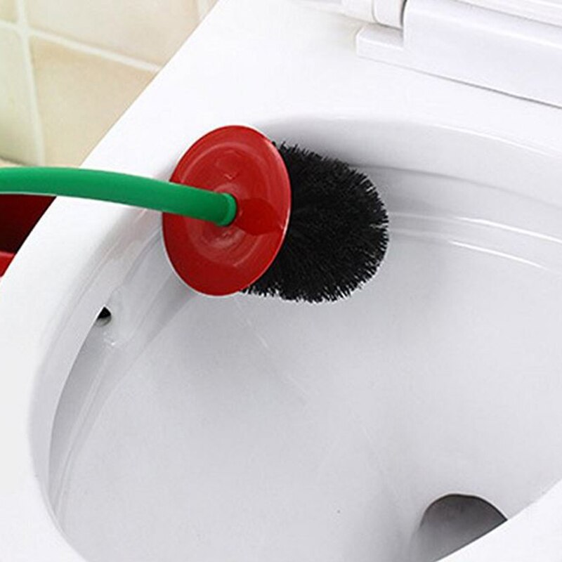 Brosse de toilette créative en forme de cerise, ensemble avec support (rouge)