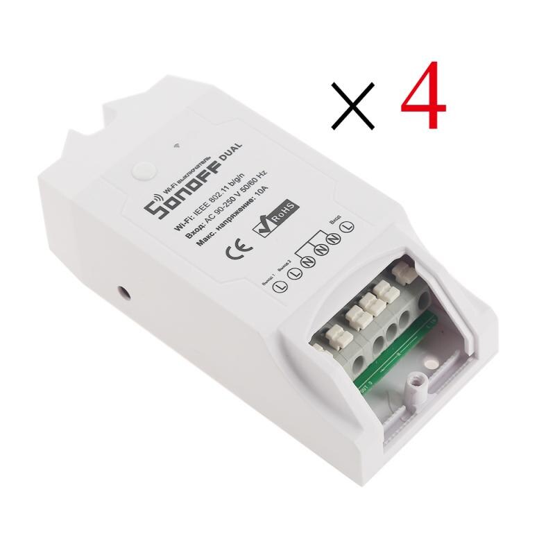 Sonoff Dual R2 Itead Samrthome Draadloze Wifi Schakelaar Diy Module Smart Home Timing Sonoff Schakelaar Compatibel Met Alexa Google Thuis: 4 Pieces