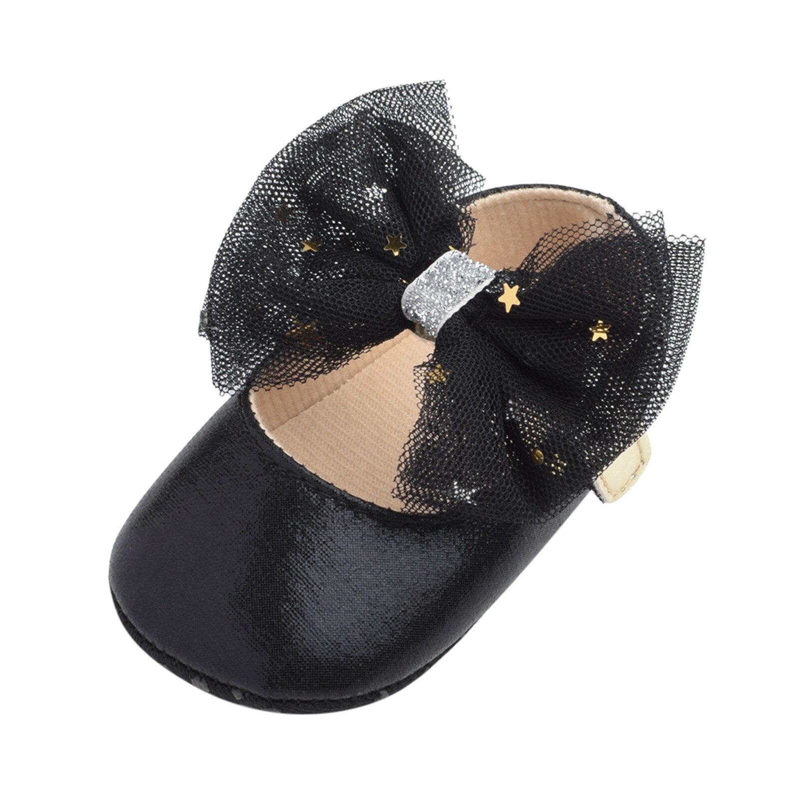 Baby Girls shoes sneakers Mary Janes Flat Bowknot Rubber Sole First Walker Princess Dress Shoes baby shoes: Black / 13