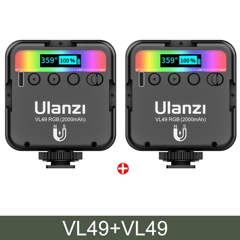 Ulanzi VL49 Mini RGB LED Video Light Portable Pocket photography Light Vlog Fill Light for Smartphone DSLR SLR Camera Lamp: white