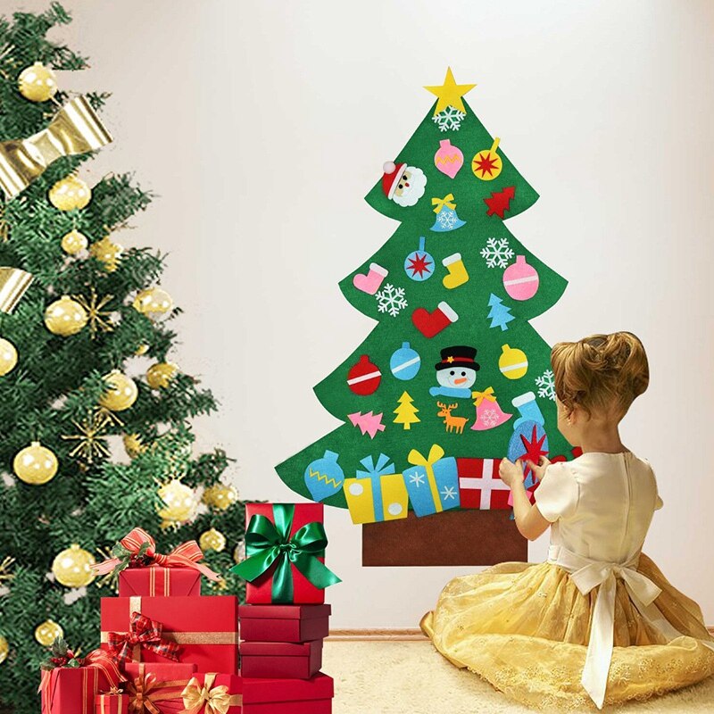 3D DIY Felt Christmas Tree with 31 Christmas Decorations for Home Christmas Tree Decoration Xmas Year