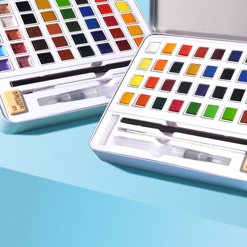 36/48 pearlescent color watercolor paint solid watercolor iron box metal painting set