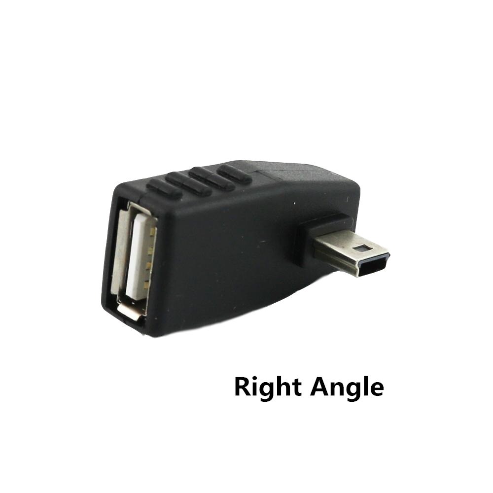 2x Mini USB 5Pin B Male naar USB 2.0 Type A Vrouwelijke OTG Host Adapter Links/Rechts/UP /Down Hoek Zwart: Right