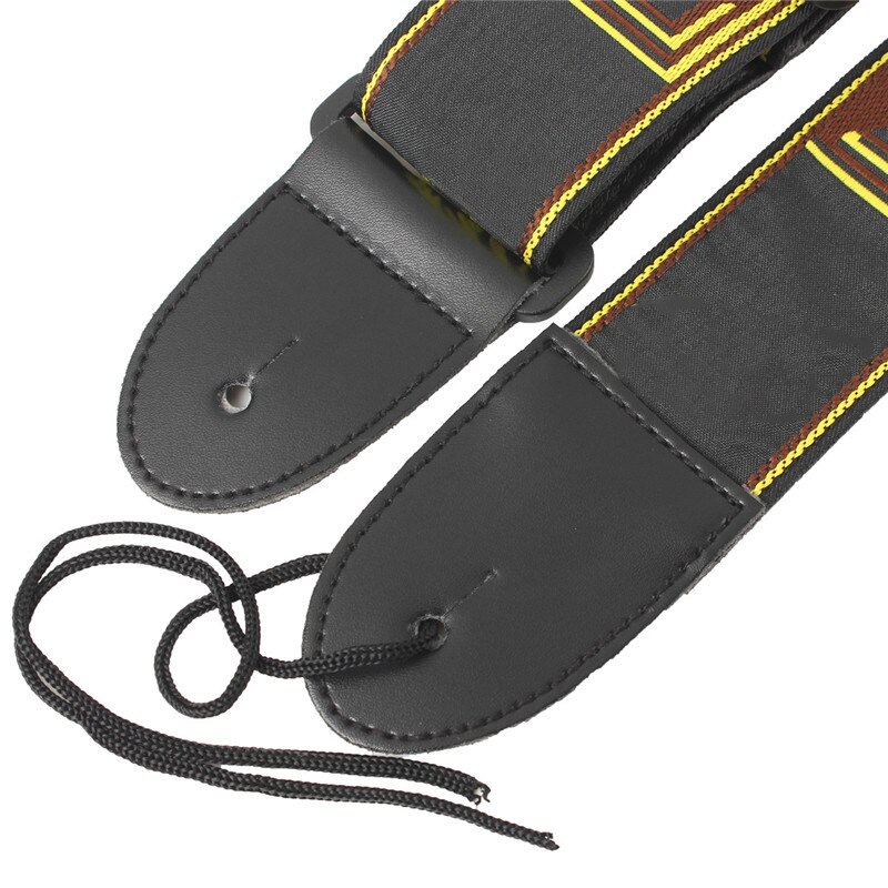 Classic Embroidery Acoustic Electric Guitar Strap Ajustable Nylon Strap PU Leather Ends Free Shippng