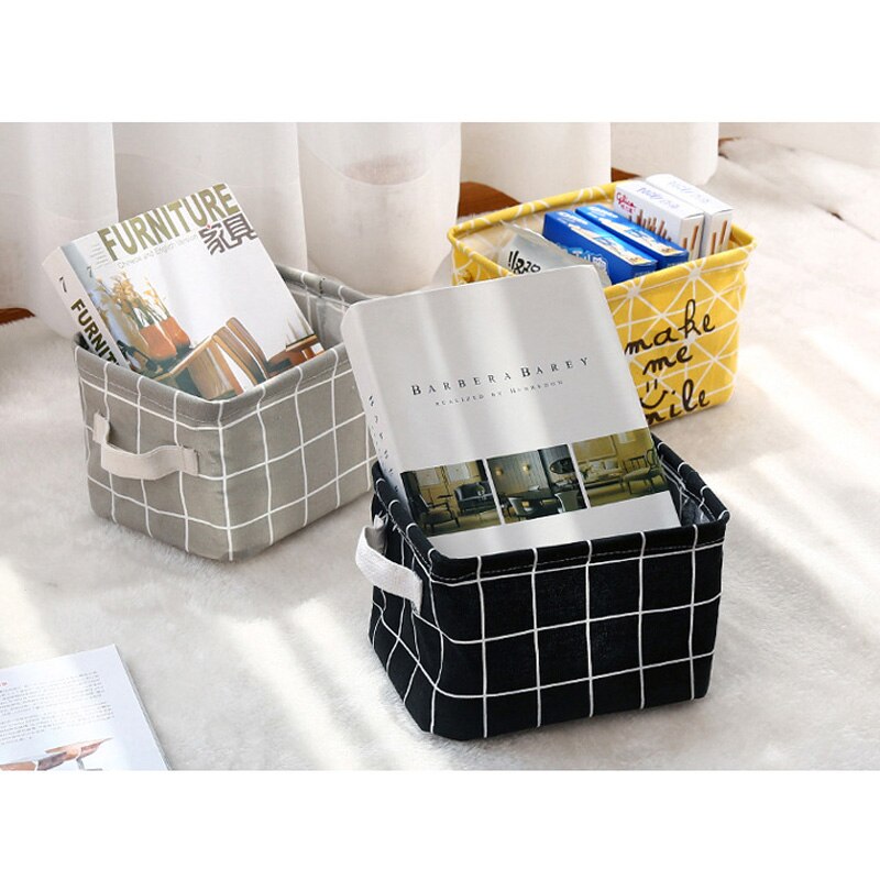 1PC Falten Lagerung Korb Schreibtisch Spielzeug machen-hoch Organizer Kasten für Unterwäsche Kleidung Handtuch Wäsche Korb Werkzeuge Behälter Mit Griff