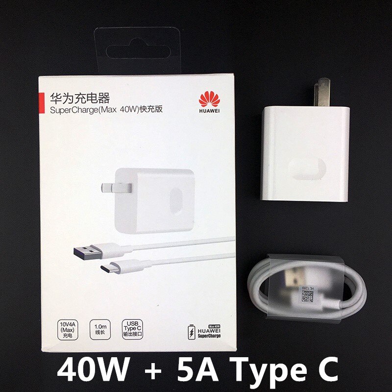 Huawei p40 pro carregador original 40 w adaptador de carga super cabo usb huawei nova 5t 6 7i p20 p30 pro p40 lite mate 20x x xs 30 pro: US charger set box