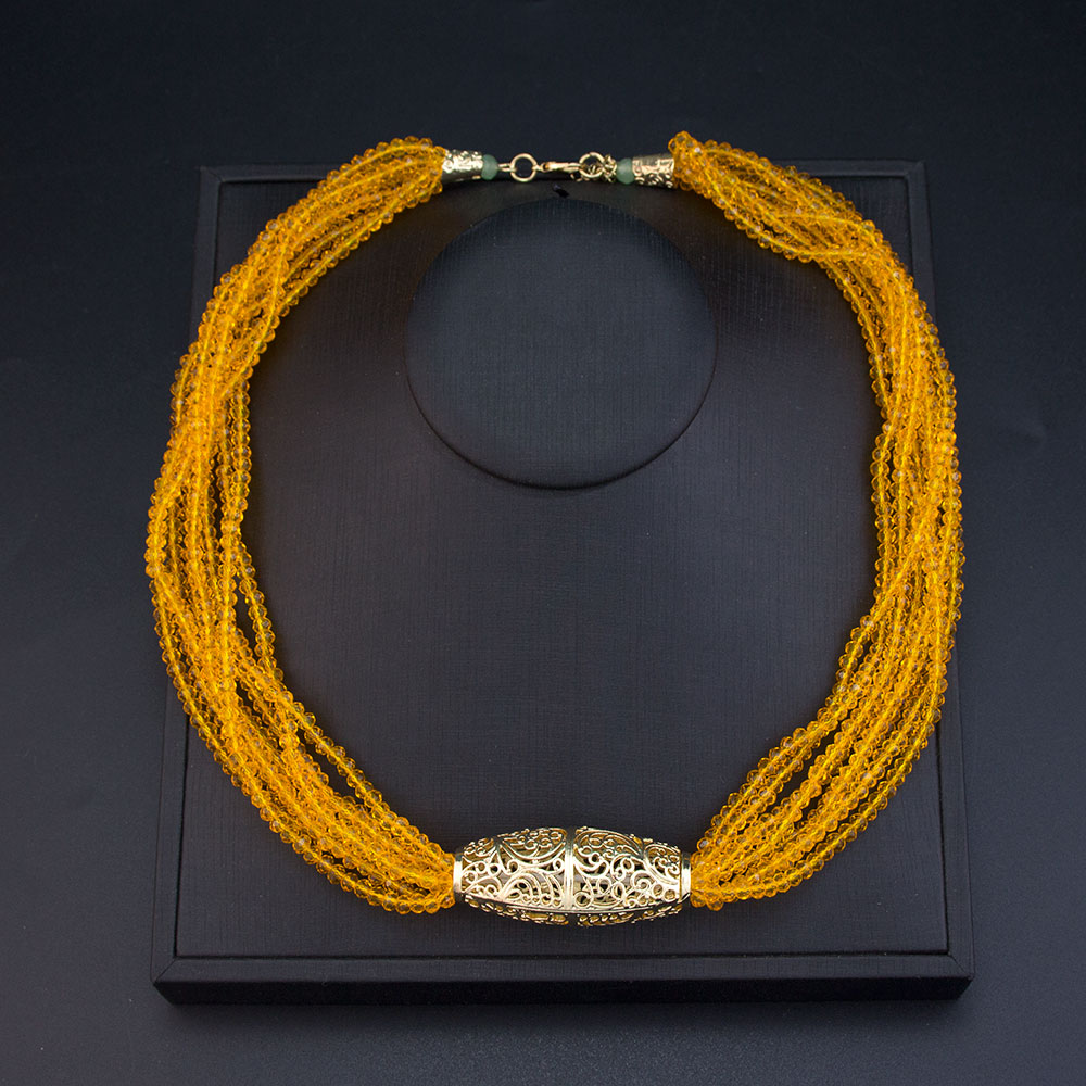 Sunspicems arabischer brautschmuck, kristallperlen-choker-halskette für damen, hochzeitsschmuck, goldfarben, marokkanisches design: Rhodinierte imitation