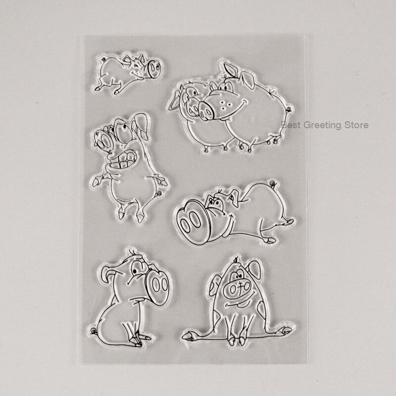 Eno hälsning scrapbooking stämpel rolig 6 gris stämplar klar silikon crafting stämplar korttillbehör