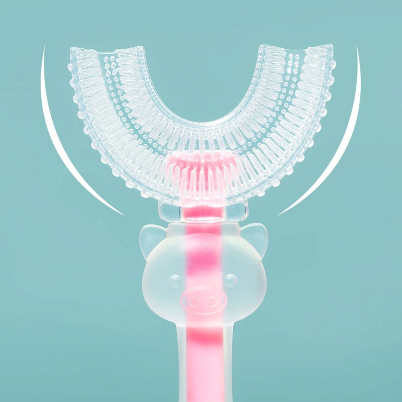 634F Kinderen U-vorm Tandenborstel Siliconen Training Tanden Reinigen Hele Mond Teethbrushes 360 ° Orale Tand Schoon Voor 2-4Years