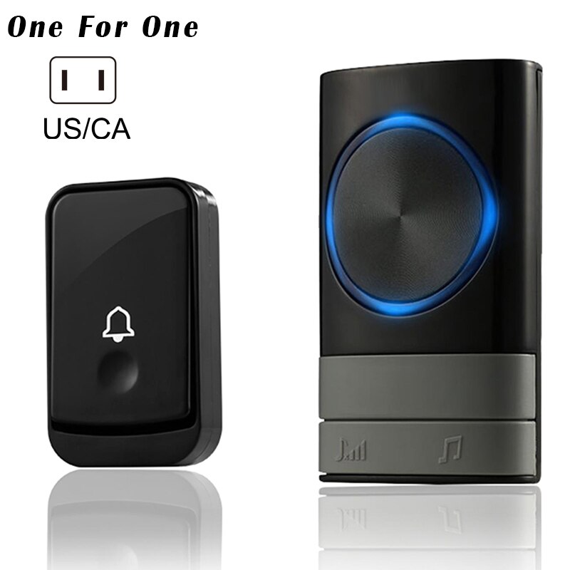 Wireless Doorbell Long Distance Volume Adjustable Waterproof for Home Office AS99: one  for one / AU Plug
