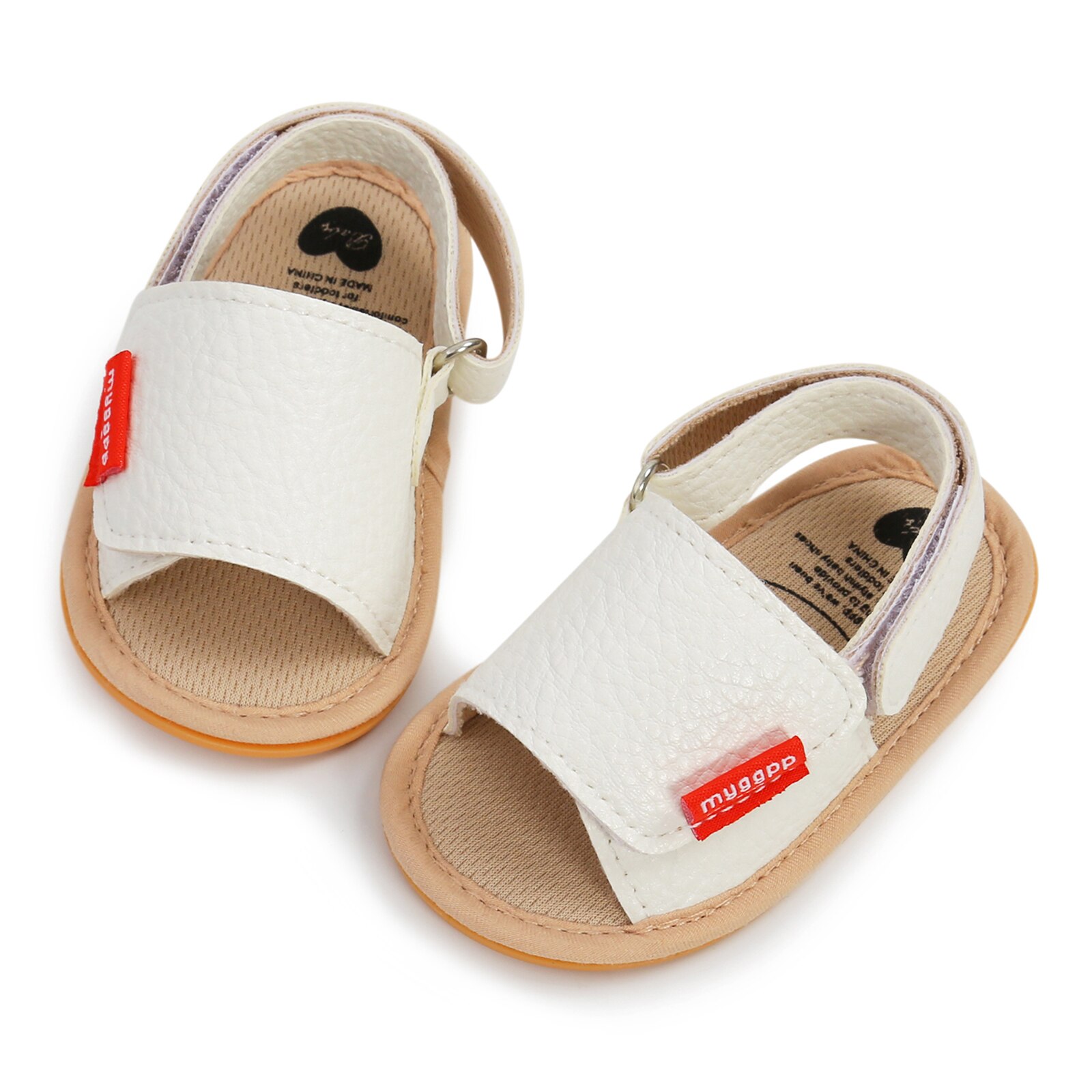 Sandales pour bébé solides/léopard, chaussures plates d'été légères antidérapantes avec fermeture à pression et boucle de talon