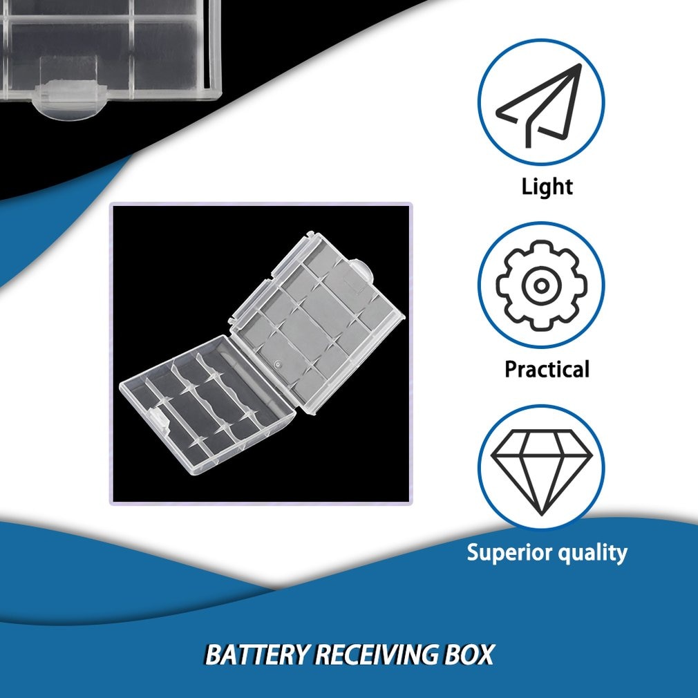 White Plastic Battery Storage Box Hard Plastic Case Cover Holder for 4 pcs AA AAA Batteries Transparent