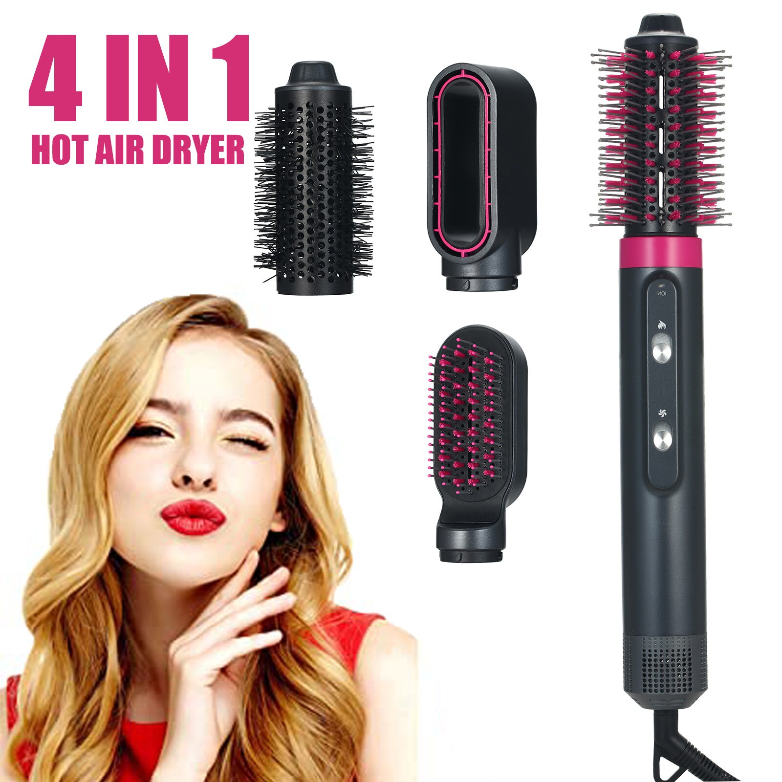 4 In 1 Afneembare Hete Lucht Haar Borstel Kit Negatieve Ionen Haar Golven Krultang Stijltang Air Brush Styler En volumizer