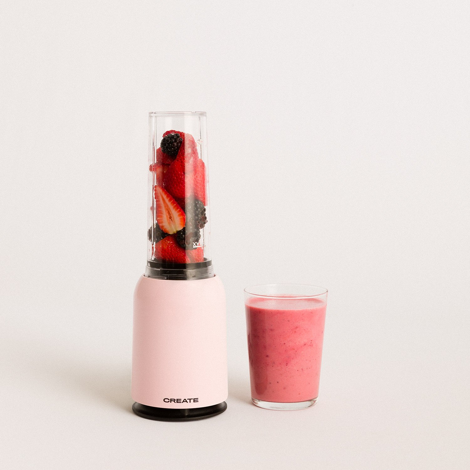 CREATE - MOI SLIM, Batidora de Vaso con Picadora Eléctrica de Acero Inoxidable, 234W jarra 0,4L, Libre de BPA, Portátil: MOI PINK