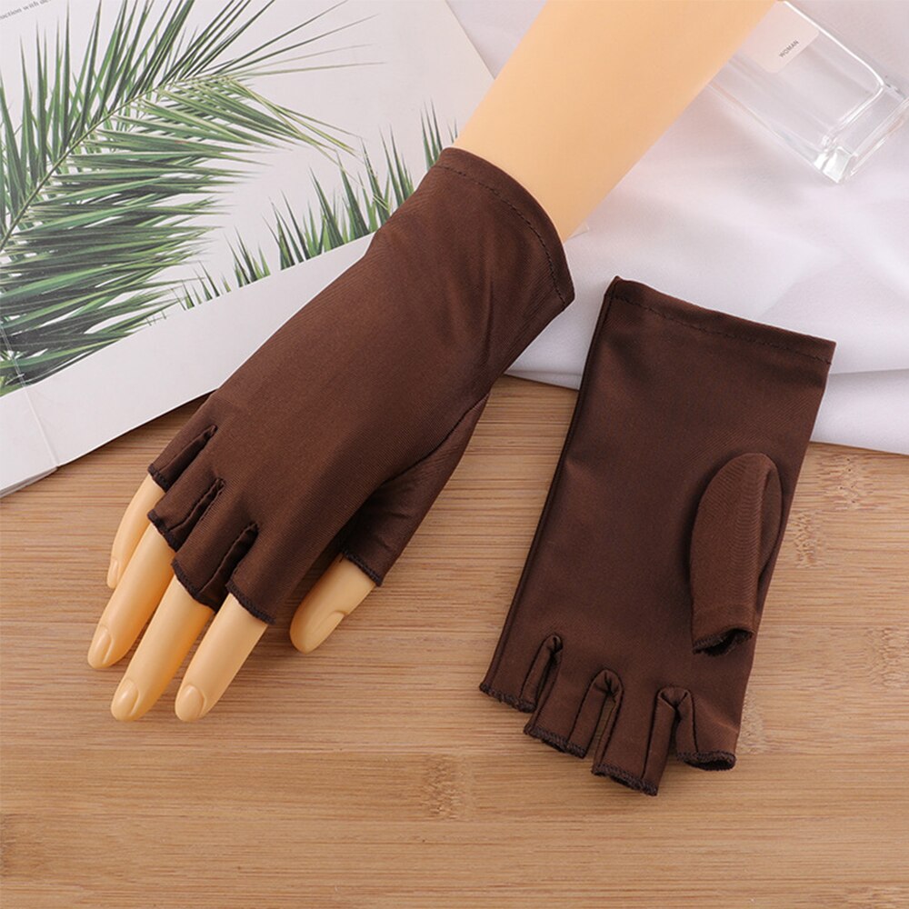 Auto Rijden Handschoenen Anti-Uv Handschoenen Vrouwen Mannen Half Vinger Handschoenen Dunne Zweet Absorptie Ademend Antislip Drive Hand Protector: coffee