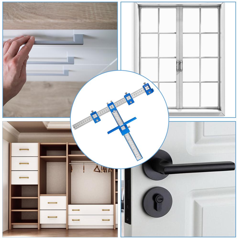 Neoteck Cabinet Hardware Handle &amp; Knob Fixture Drill Locator Aluminum Alloy Drill Guide Sleeve Drawer Pull Wood Drill Tool Set