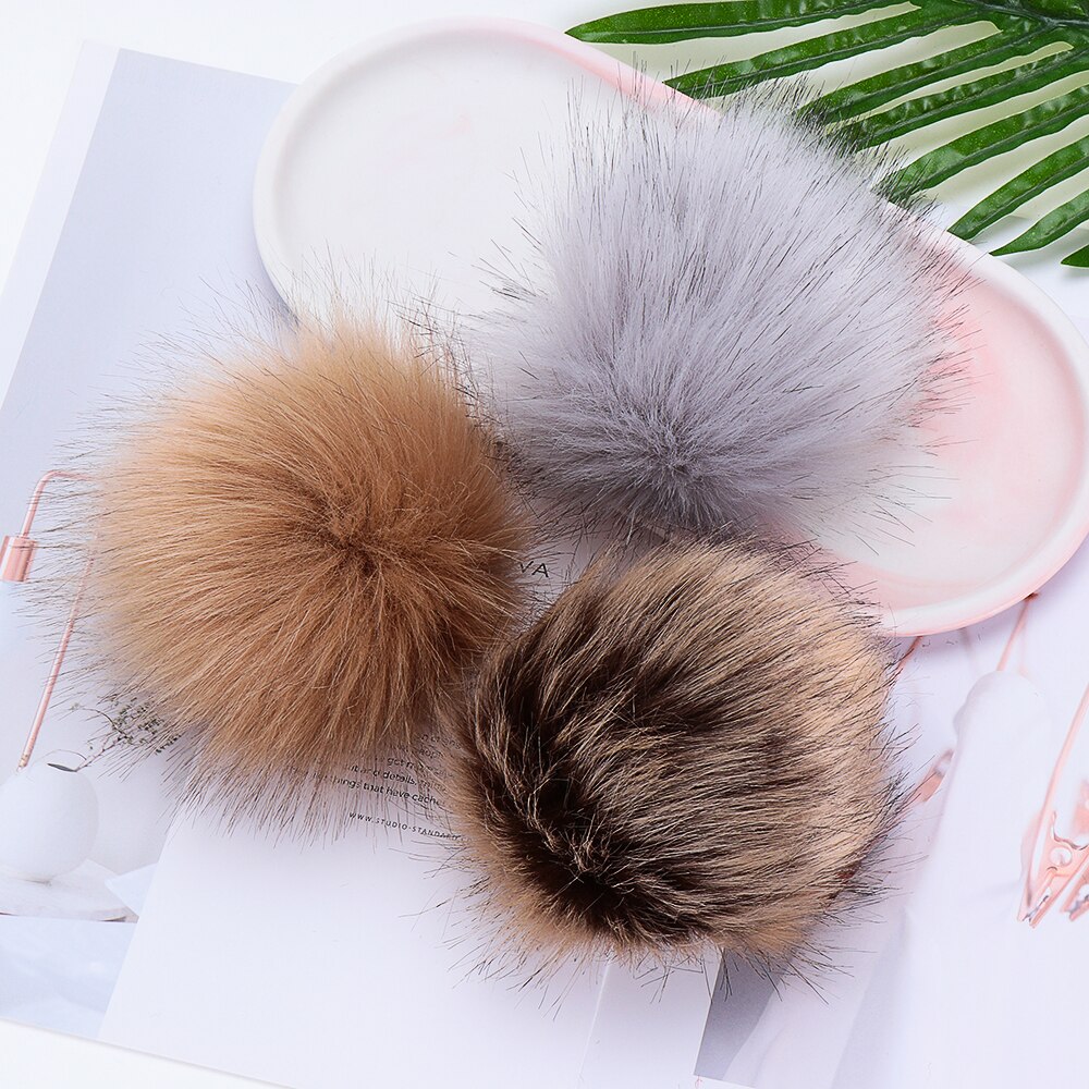 1pc boules de poils en fausse fourrure de renard douces et colorées, bouton-pression, boucle, bonnet tricoté, pompon, sacs à vêtements, accessoires de couture, outils