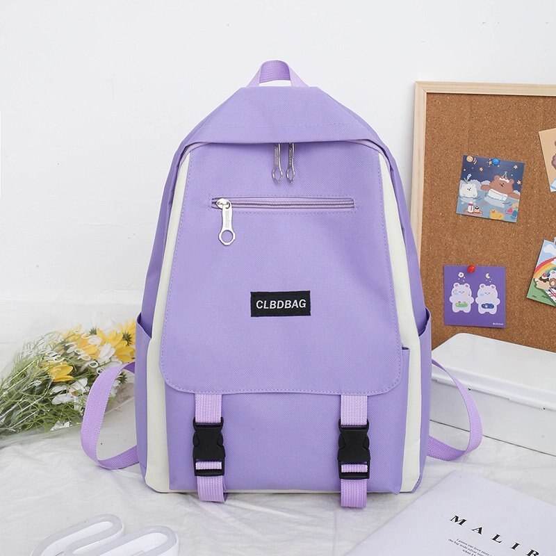 Roxo adolescentes estudante mochila bolsas de ombro-sacos de lona moda feminina traval voltar packs meninas sólida bookbag 4 peças conjunto 2020: purple