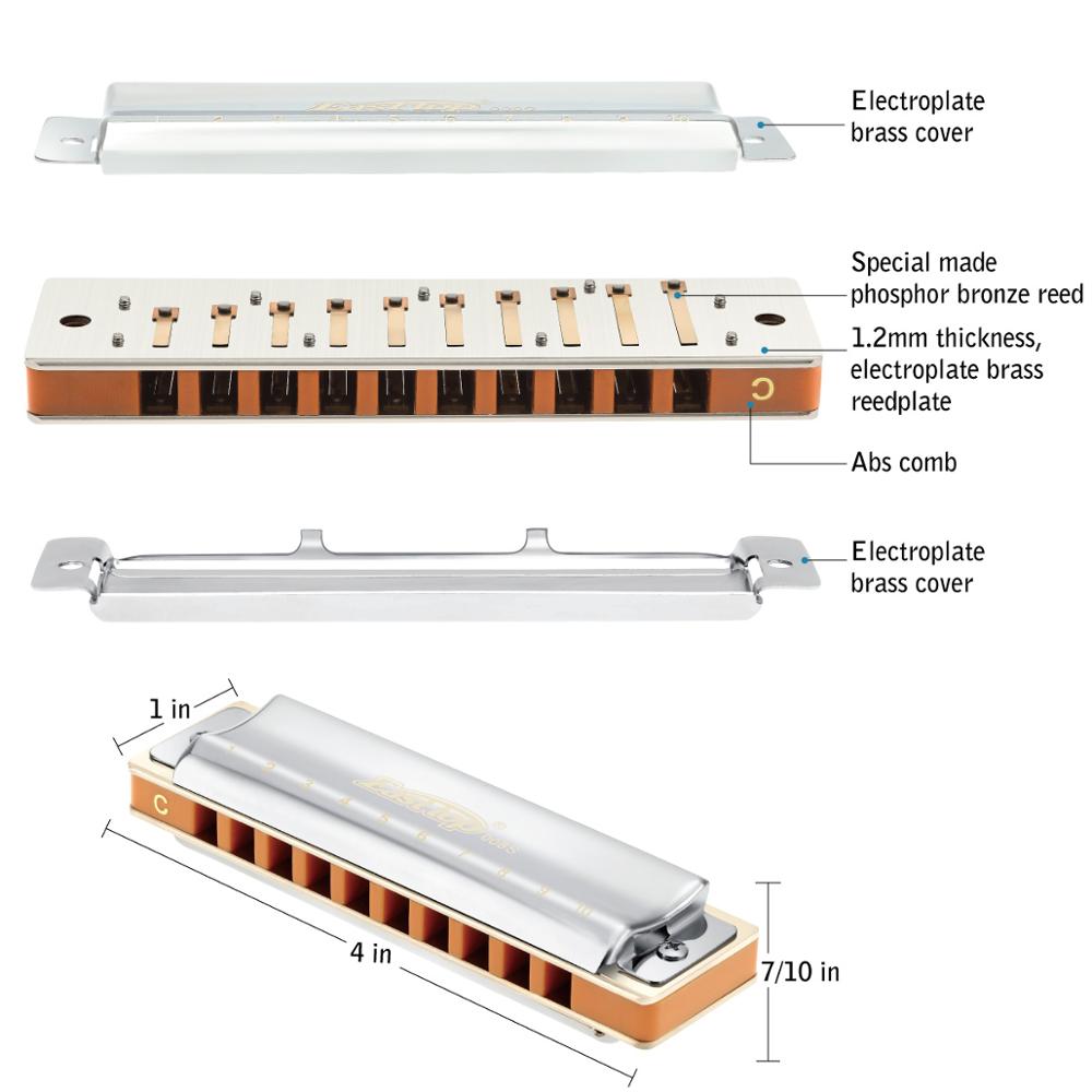 East top mouth organ 10 hole Blues Diatonic harmonica,key of C,for beginner,player,performance,Birthday