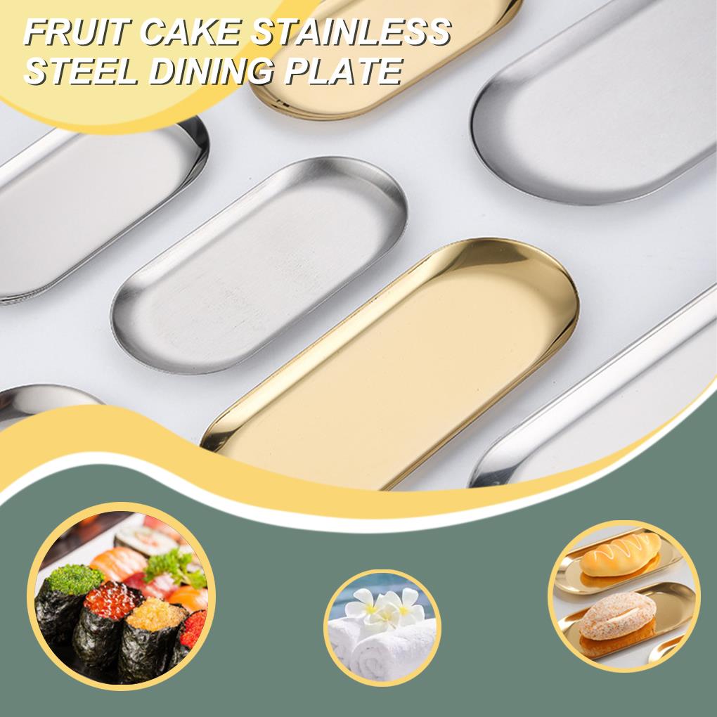 Cake Storage Dining Plate Snack Western Bread Toast Dessert Tray Home Stainless Steel Dish Ring for Party Banquet