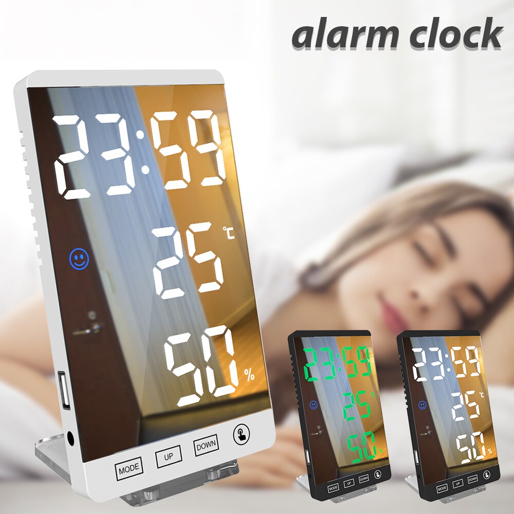 Ankilo Projectiewekker, digitale wekker met temperatuur en vochtigheid, led- klok, elektronische tafelklok, reiswekker, instelbare helderheid, 12/24-uurs display, digitale klok voor thuis, slaapkamer