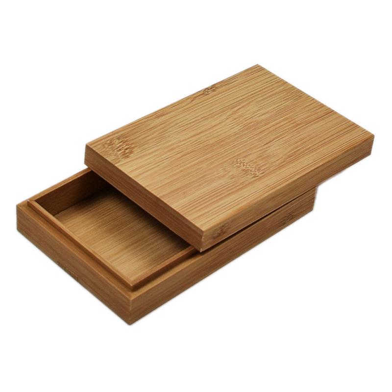 Tea Storage Box Bamboo and Wood Storage Bag Pulling Cover Tea Packaging Case Desktop Organizer