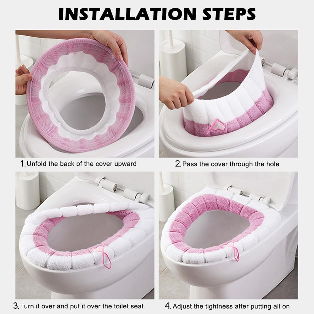 Juego de fundas de asiento de inodoro Universal, cálido, suave y lavable, tapete para decoración del hogar, funda de asiento, accesorios para tapa de inodoro